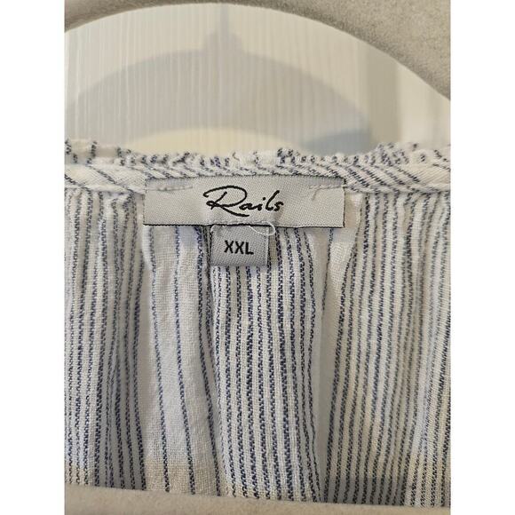 Rails Revolve Raven Flutter Sleeve Linen Top Alameda Stripe Womens XXL - Picture 4 of 7